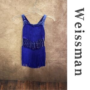 Weissman Purple velvet, fringe & sparkle dancewear-Girls size MC-EUC